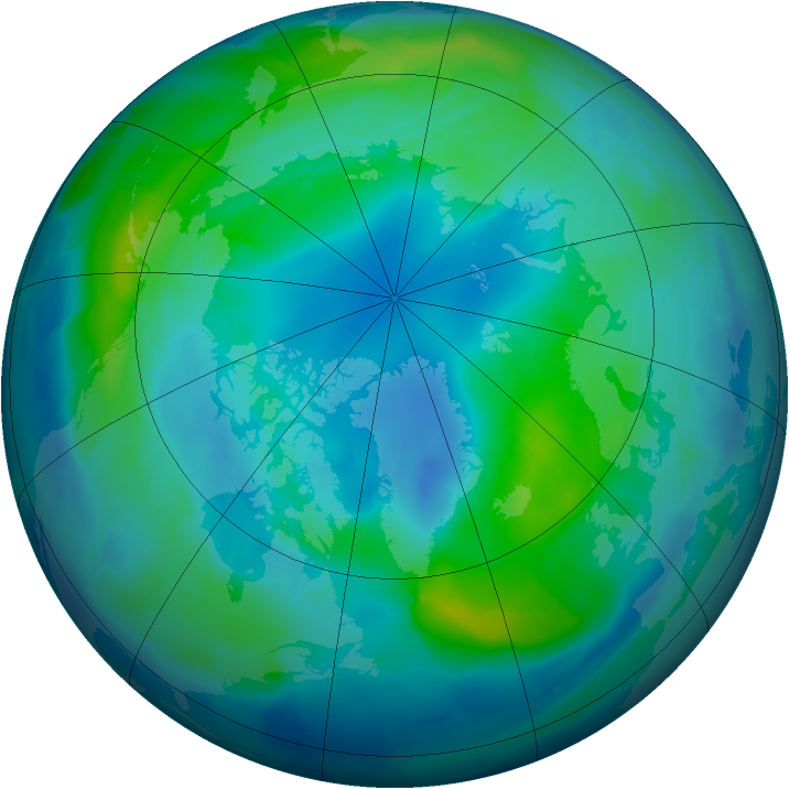 Arctic ozone map for 16 October 2012